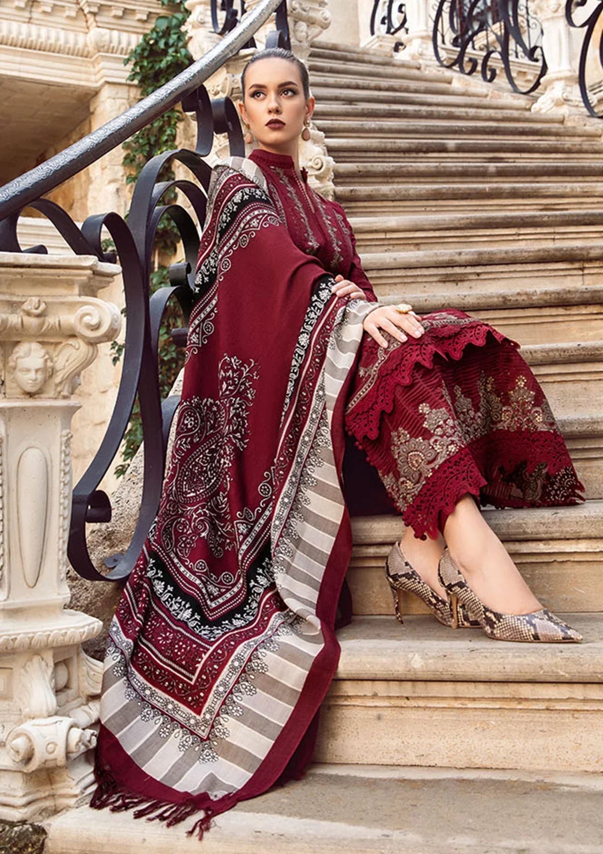 03-Piece Lawn Suit With Schiffli Embroidery - Ready To Wear