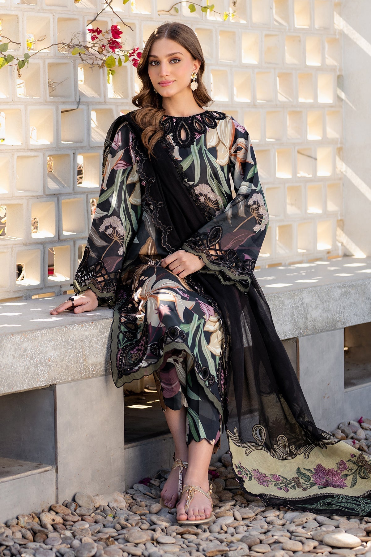 3 Piece Stitched Lawn Suit - Ready To Wear