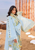 3 Piece Stitched Lawn Embroidery Dress - Ready To Wear