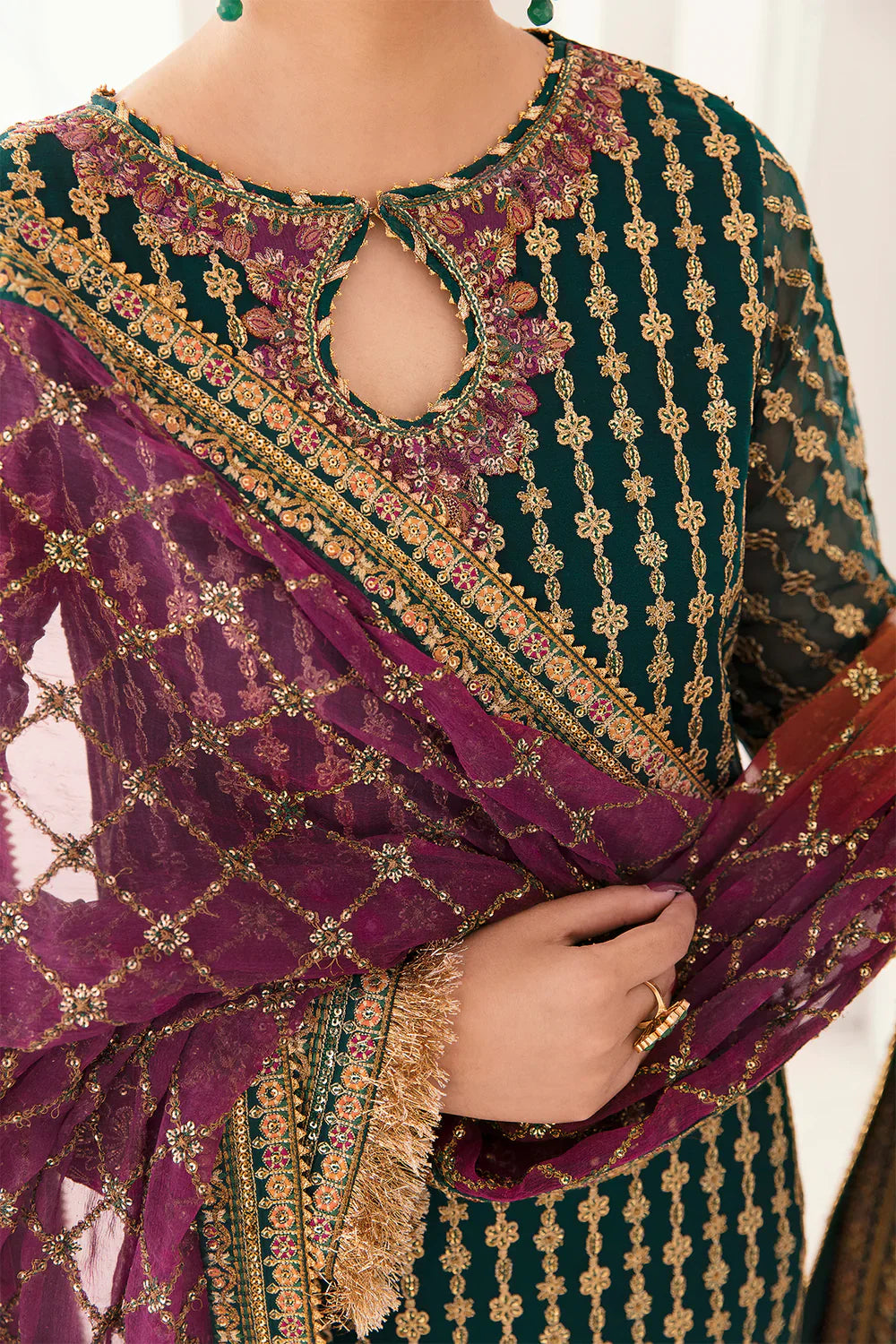 03-Piece Chiffon Suit With Heavy Embroidery - Ready To Wear