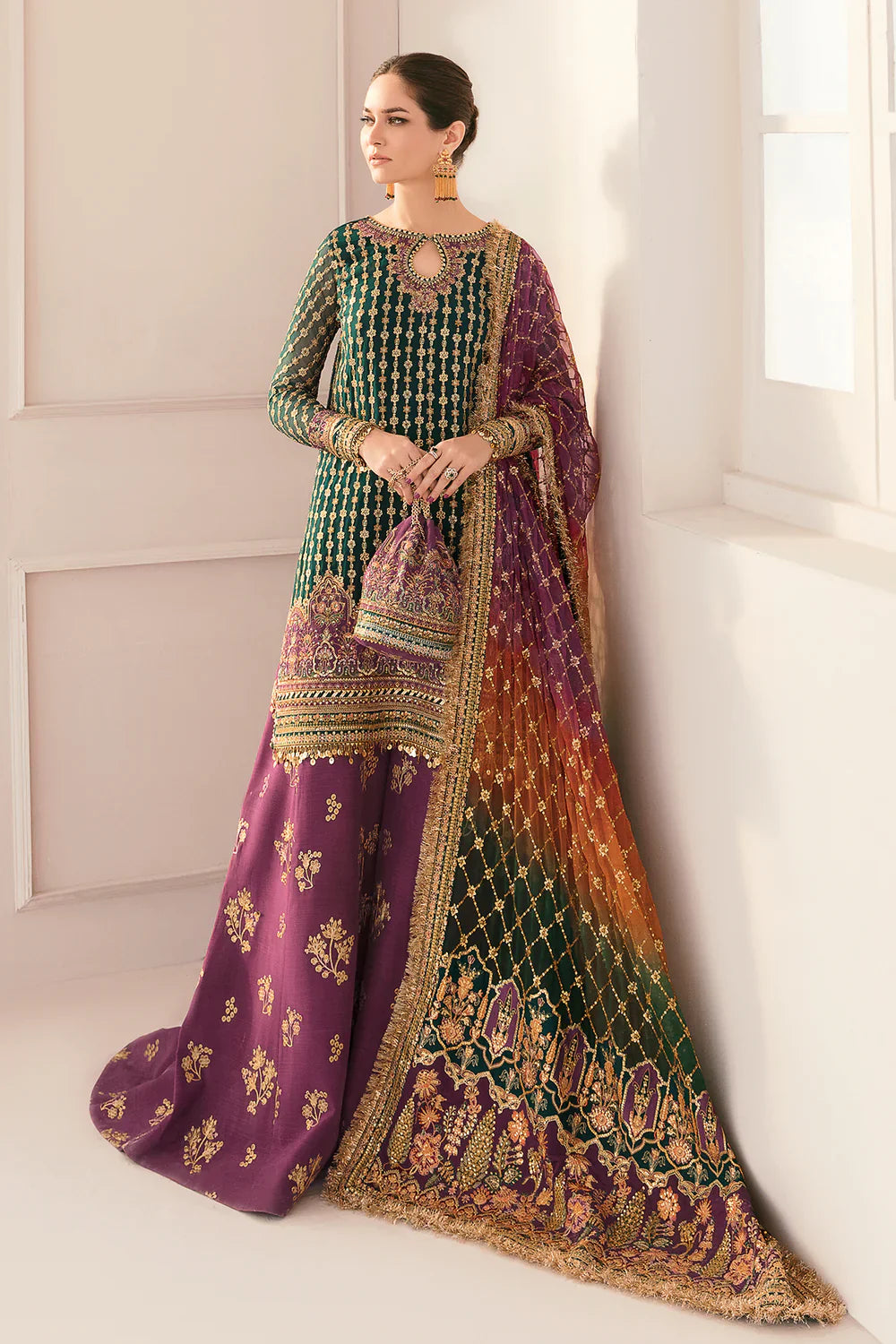 03-Piece Chiffon Suit With Heavy Embroidery - Ready To Wear