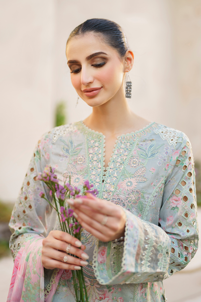 3 Piece Stitched Lawn Embroidery Suit - Ready To Wear