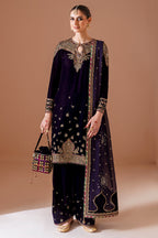 3 Piece Stitched Velvet Suit - Ready To Wear
