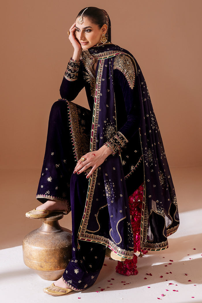 3 Piece Stitched Velvet Suit - Ready To Wear