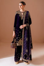 3 Piece Stitched Velvet Suit - Ready To Wear