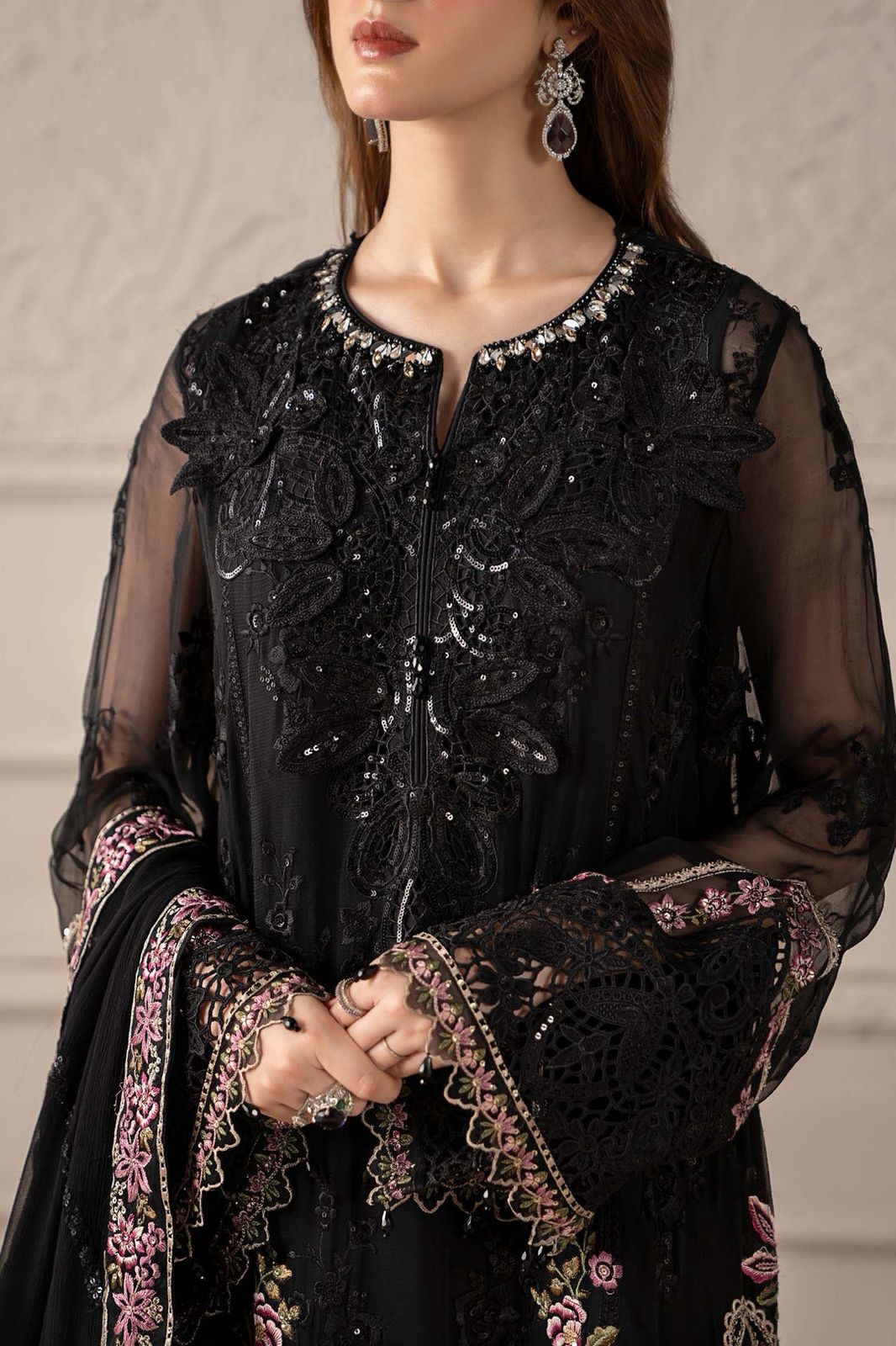 3 Piece Stitched Chiffon Suit - Ready To Wear