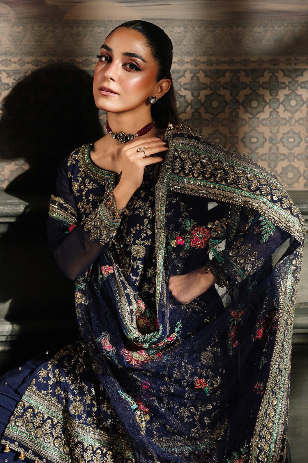 3 Piece Stitched Chiffon Suit - Ready To Wear