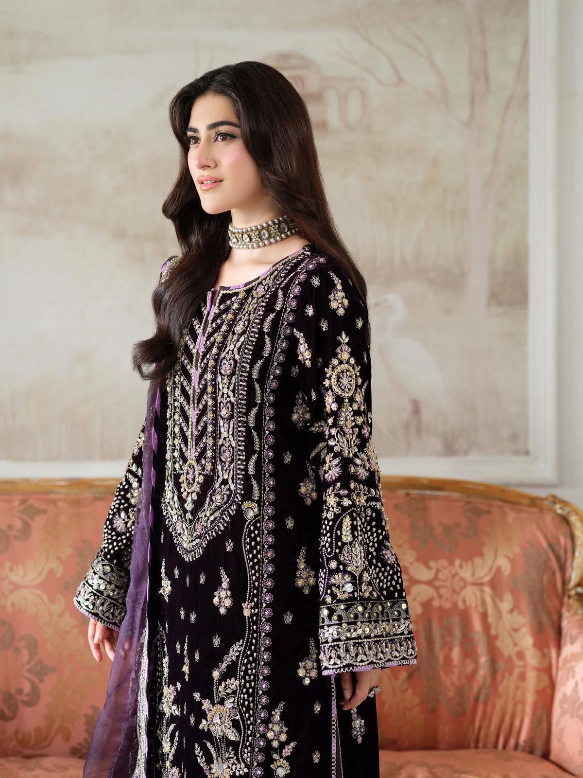 3 Piece Stitched Luxury Velvet Suit - Ready To Wear