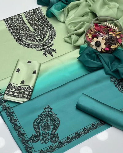 3 Piece Stitched Lawn Suit - Ready To Wear