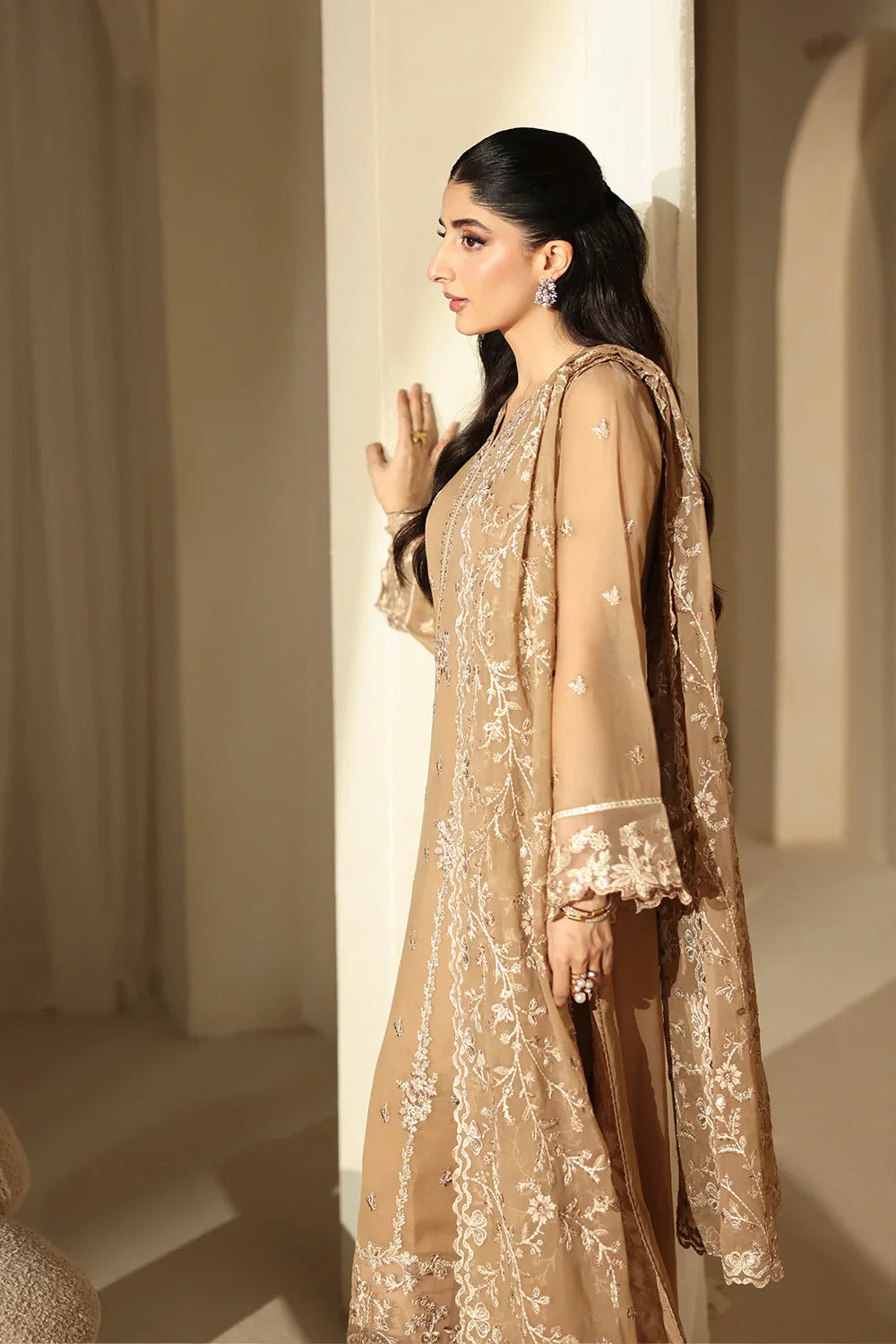 03-Piece Pure Chiffon Suit With Embroidery - Ready to Wear