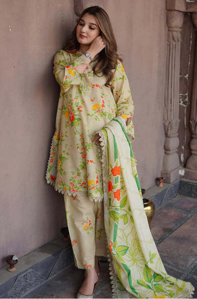 3 Piece Stitched Lawn Suit - Ready To Wear