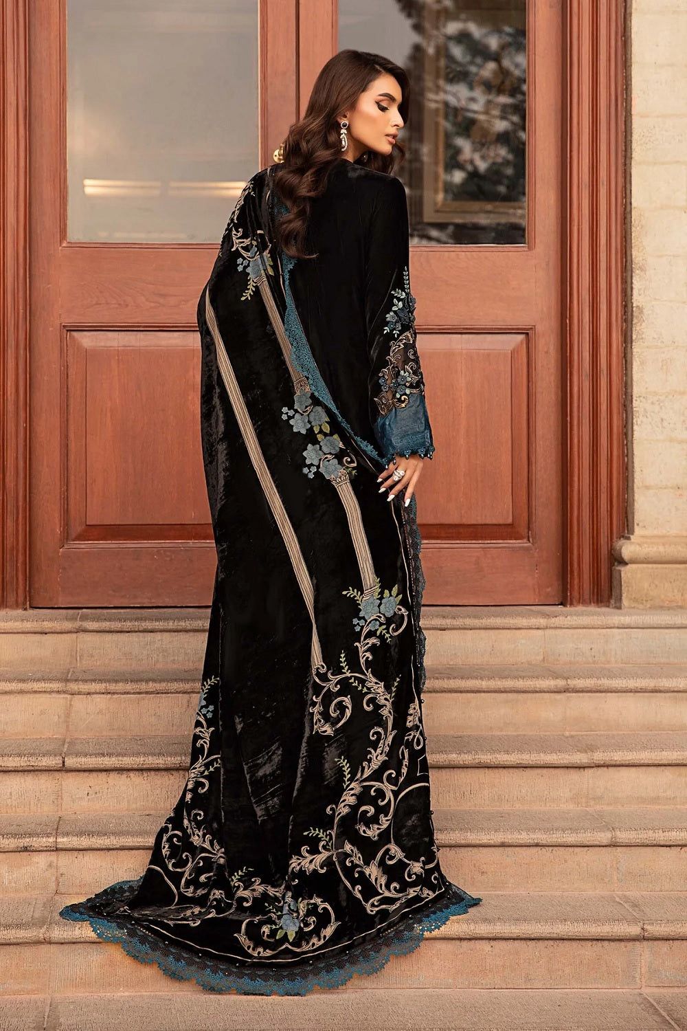 3 Piece Stitched Velvet Suit - Ready To Wear
