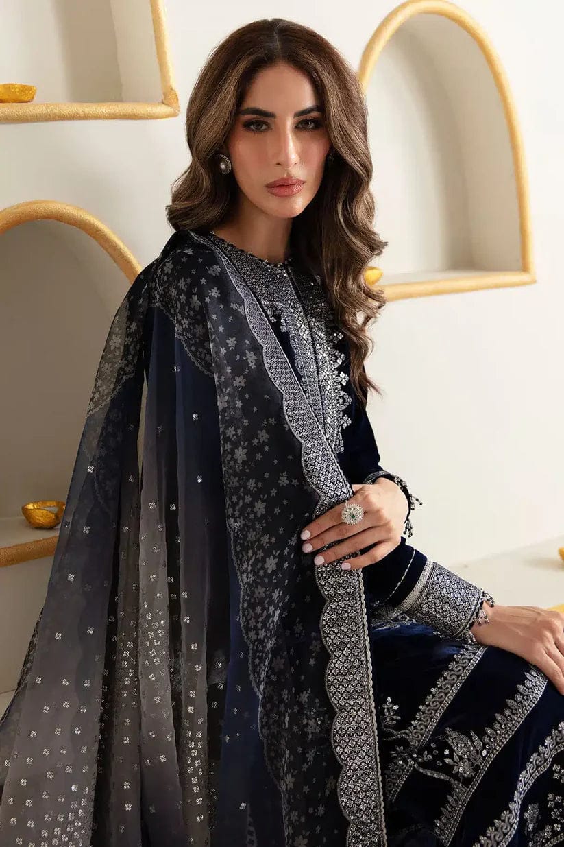 3 Piece Stitched Velvet Suit - Ready To Wear