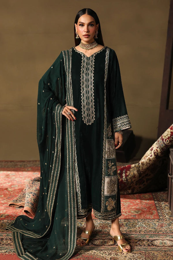 3 Piece Stitched Luxury Velvet Suit - Ready To Wear