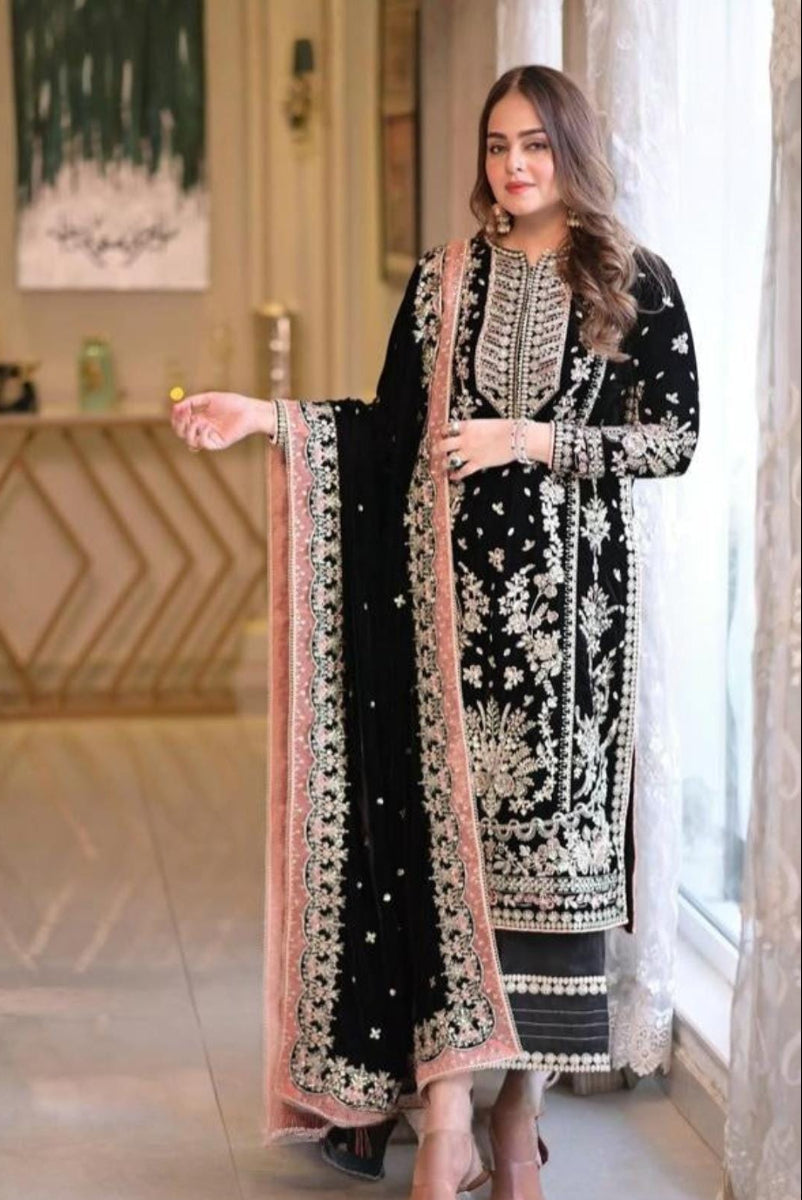 03-Piece Chiffon Suit With Fully Embroidery - Ready To Wear