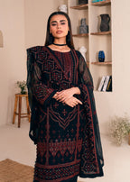 3 Piece Stitched Chiffon Embroidery Suit - Ready To Wear
