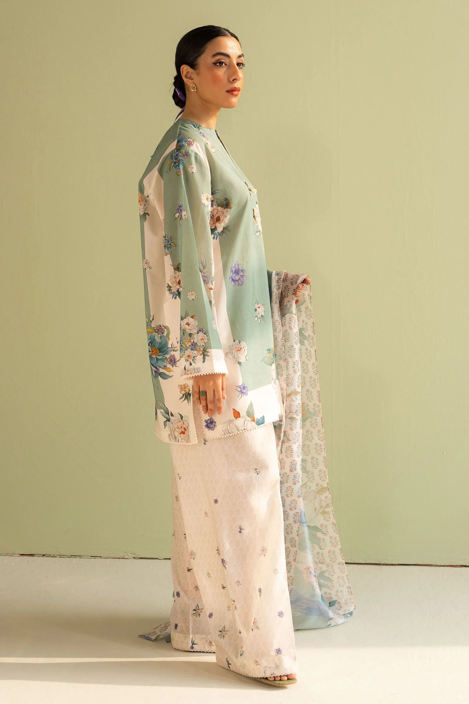 3 Piece Stitched Printed Lawn Suit - Ready To Wear